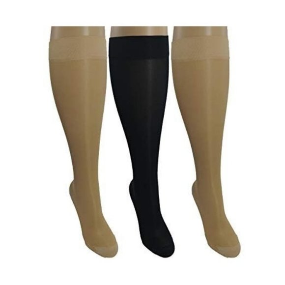 3 Pair Sheer Large/X-Large Ladies Compression Sock - Picture 1 of 9